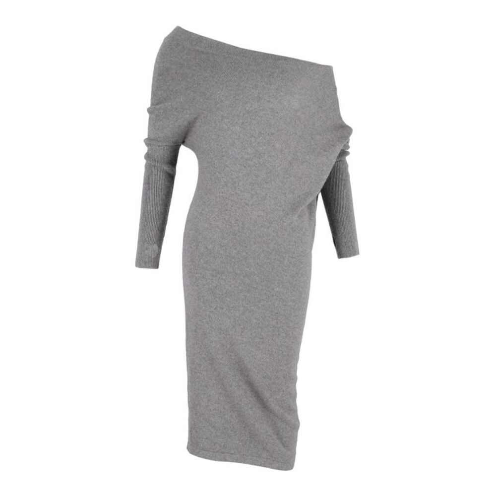 Tom Ford Off-Shoulder Dress in Grey Cashmere